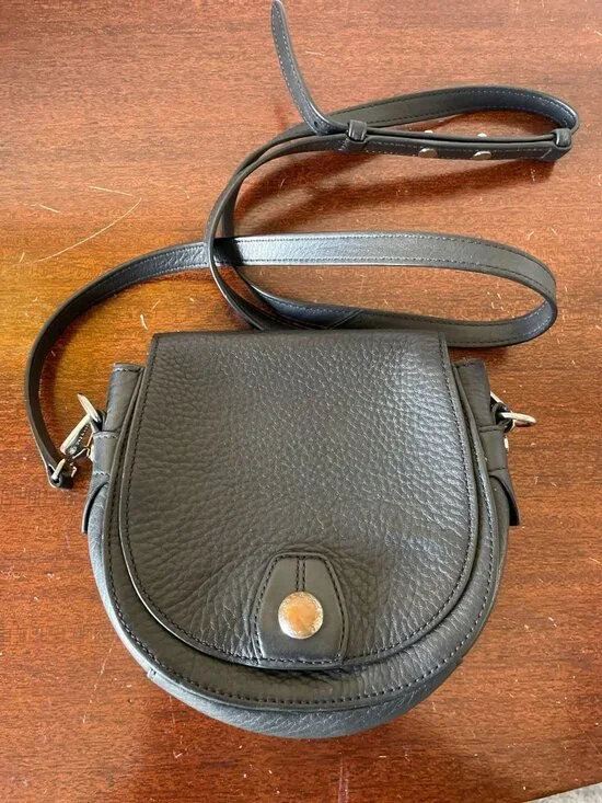 Rag & Bone Mini Flight Black Leather Crossbody Saddle Bag Boho Travel - Picture 2 of 14